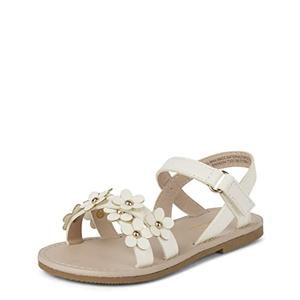 The Children's Place,and Toddler Girls Sandals,White Flower, Size 2