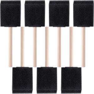 HINZIC 7 Pcs 2 Inch Foam Paint Brushes Black Sponge Brushes Wood Handle for Painting Varnishes DIY Craft Projects