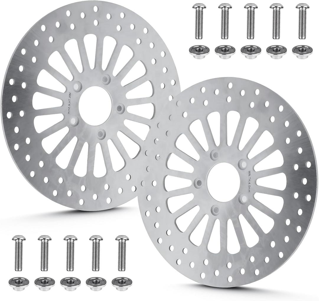 11.8" Front Brake Rotors Disc with Bolts Fit for Harley Road King/Electra Glide/Street Glide/Road Glide 2008 2009 2010 2011 2012 2013 2014 2015 2016 2017 2018 2019 2020 2021 2022-2 Pc