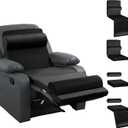 HOMBYS 5-in-1 Recliner Seat Cushion for Elderly+Lumbar Support Pillow + Leg Pad, with Adjustable Half Moon Neck Pillow & Footrest, Foam Filling with Velvet Fabric, Thick & Non-Slip, Black