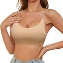 Sexy Code 1701 Clear Strap Backless Bra for Women Small Breast, Seamless Wireless Non Padded Bralette (Large, Beige)