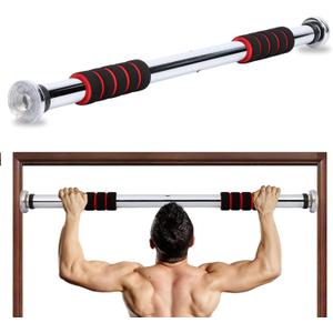 Pull Up Bar for Doorway 23.6in Adjustable Door Mounted Heavy Duty Steel Body Workout Chin Up for Home Exercise Fitness(Red)