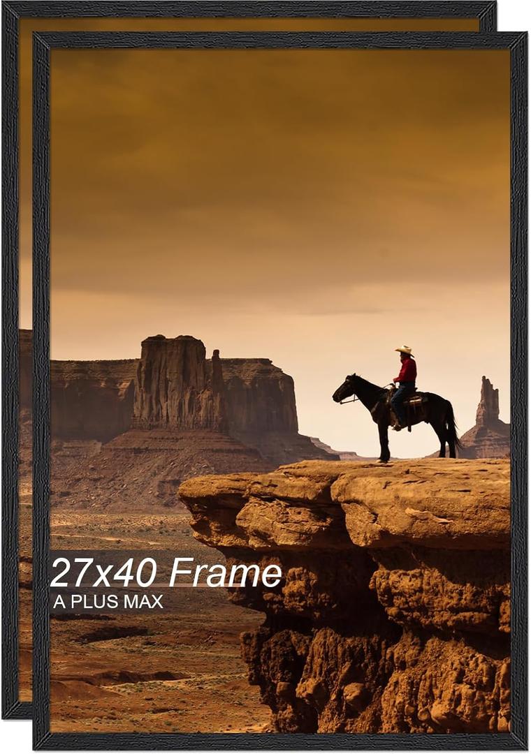 A PLUS MAX 27x40 Picture Frame Set of 2 Black Light Weight Wall Mount