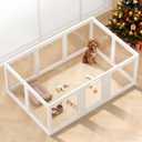 Clear Acrylic Dog Playpen Indoor, Puppy Cat Small Pet Play Pen, Pet Cat Playpen for Rabbits, Dog Fence Crate Kennel Whelping Cage (White, 10 Panel)