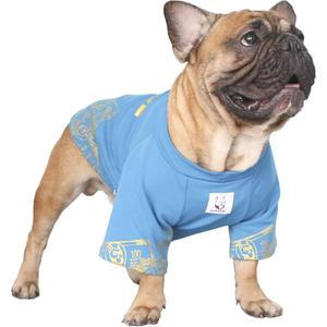 iChoue French Bulldog T Shirts Clothes for Medium Dogs Frenchie Pug English Pitbull Boston Terrier - Blue Money, M