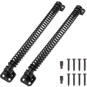 11-1/2" Gate Spring Self Closing Heavy Duty Outdoor Door Spring Automatic Metal Gate Closure Hardware with Adjustable Tool for Wooden and Vinyl Fence, Black, 2 Pcs