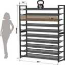 Metal Shoe Rack,Large 10 Tier Shoe Organizer, Heavy Duty Metal 5-Tier Stackable Shoe Storage Vertical Shoe Rack for Closet Front Door Entrance,Entryway,GarageUp to 62 Pairs,Black