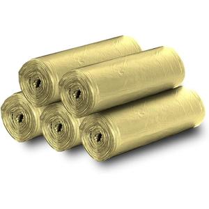 5 Rolls Small Trash Garbage Bags, 4 Gallon Strong Thin Material Disposable, Kitchen, Durable Plastic Trash Bags for Office Home Bedroom Garden Waste Bin, 100 Counts (Golden)