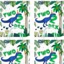YanZonic Dinosaur 2nd Birthday Gift Bags, 16Pcs Two Rex Party Decorations, Dinosaur Birthday Decorations for 2 Year Old Boy, Green