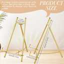 Leinuosen Metal Easel Stand 16.5" H x 8.7" W x 4.3" D Table Top Easel Stand for Display Tripod Art Picture Mirror Modern Plate Holder for Display Book Photo Wedding Sign(Gold,1 Pcs)
