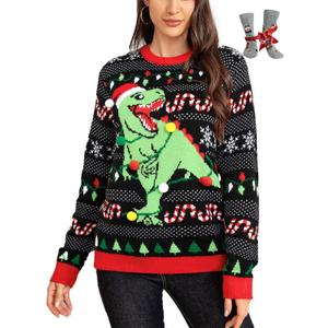 LANPULUX Ugly Christmas Sweaters for Women Pullover Christmas Sweater Funny Novelty Sweater Tops Knitted Party Jumper (Small)