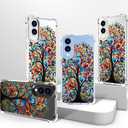 Compatible with Samsung Galaxy S25 Edge Cases with Design, Cute Transparent Phone Case for Women Girls Girly with Heavy Duty Protective Bumper (Clear Tree Colorful Leaves)