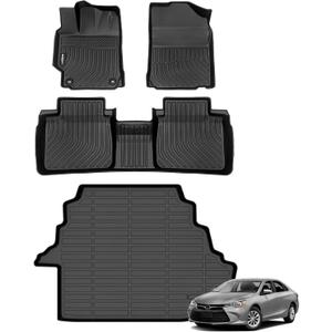 GINOWY-Floor Mats for Toyota Camry 2007-2011 (Petrol Models), Camry CESELEXLE All Weather Car Mats, TPE Cargo Trunk Mat Camry Accessories Car Mats