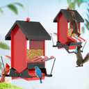 Squirrel Proof Bird Feeder Large Metal with Baffle Outdoor Hanging Wild Bird Feeder for Cardinals (Red)