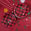 Aneco 60 Pieces Red and Black Plaid Paper Plates Disposable Plates Round Plates Party Supplies for Party, 7 Inches