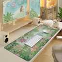 XXL Jungle Mouse Pad, Smooth Computer Desk Mat, Non Slip Large Mouse Pad for Desks, Desk Pad Mat for Keyboard and Mouse, Cute Green Mousepad for Home (Forest Green) (Spring)