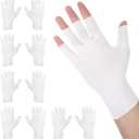 2 x 5 Pairs White Cotton Moisturizing Glove–Fingerless Design Cotton Gloves for Adult Adult Uvshield Gloves Winter Knit Warm Mittens for Women & Men Stretch Half Finger Glove Touchscreen Friendly
