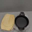 4 Sets Small Cast Iron Skillet with Wooden Base, 6.3 Inch Mini Cast Iron Skillet Pan Round Fajita Plate Hot Steak Pot Dish for Stove, Oven (6.3 Inch)