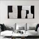 Tarfupth Black and White Abstract Wall Art for Living Room Textured Large Artwork Minimalist Oil Painting for Bedroom Office Home Decor 24"x48"