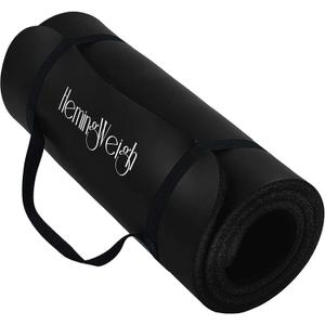 HemingWeigh 1 Inch Extra Thick Non Slip Yoga Mat - Exercise Mats for Home Workouts, Black (70"L x 23"W)