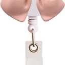 Retractable Badge Reel, Pink Butterfly Bow Tie Design, Badge Holder with Swivel Alligator Clip for ID Cards, Nurse Teacher Employee