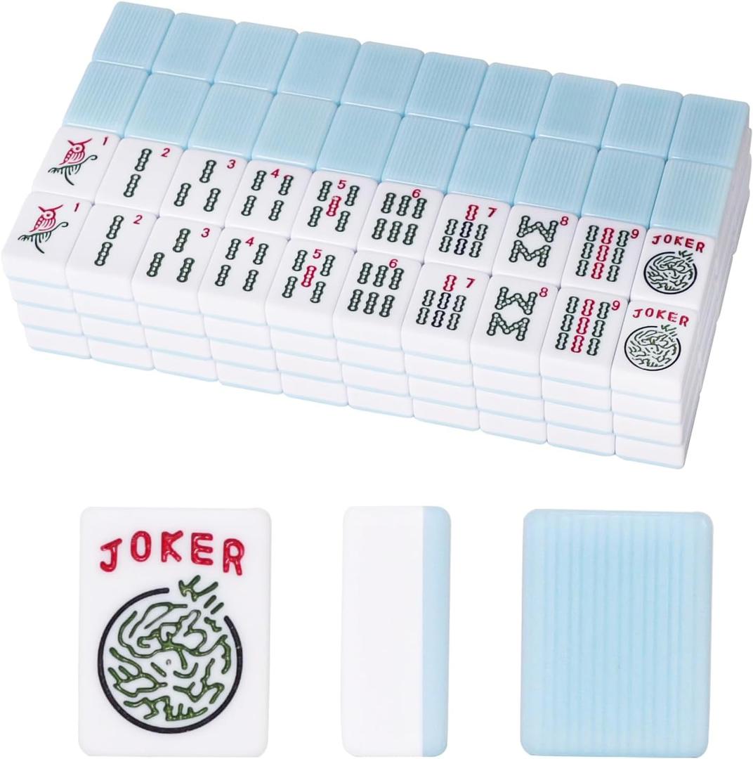 American Mahjong Tiles Set,Mahjong Game Set with 166pcs 1.2 Light Blue Tiles (Tiles Only Set)