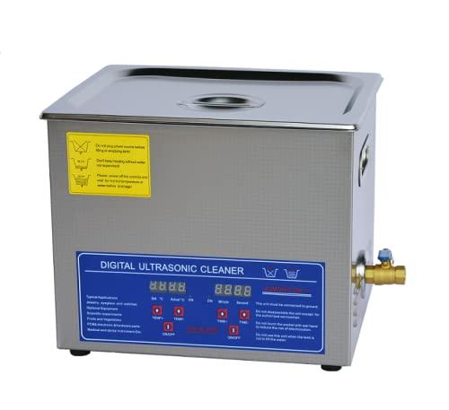 10L Stainless Steel Ultrasonic Cleaner Bath JPS-40A with Digital Timer and Basket for Hardware Parts