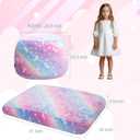 COMAX Bean Bag Chair for Kids, Toddler Beanbag Bed Unicorn, Convertible Children Bean Chair to Floor Mattress with Filler, Stuffed Child Bean Bags for Girl Boy Sleeping, Colorful Rainbow