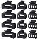 SMKSL 3 Styles Hair Clips for Women Small Medium Big Claw Clips for Thin Thick Hair 12 Pcs Hair Claw Clips Hair Clips Combination Hair Accessories for Women (Black)