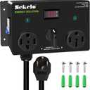 Manual EV Charging Switch for Dryer & EV, NEMA 14-30P to 14-30R & 14-50R, 240V, 24A 5.76kW Max Power Splitter, with a Safety Breaker Switch, Hand-Operated Selector, Plug and Play