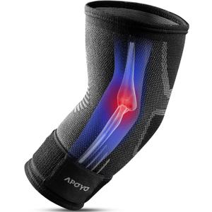 APOYO Elbow Brace for Tendonitis and Tennis Elbow, Compression Sleeve for Arthritis, Workouts, Reduce Joint Pain During Fitness Activity (Large) (Grey)