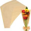 MYGOGOART 50 Pcs Flower Bouquet Wrapping Paper Flower Bags Sleeves for Bouquets Kraft Paper Floral Wrap Bags Flower Bouquet Supplies(9.4 x 17.7 x 3.5 inches)