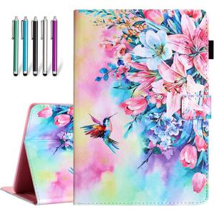 Fancity Case Fits All-New Amazon Kindle Fire HD 10 & 10 Plus (13th/11th Generation, 2023/2021 Release), PU Leather Stand Cover with Smart Auto Wake/Sleep & Pen Holder Card Slot, Hummingbird
