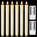 Homemory Real Wax LED Flameless Taper Candles with Remote Timer, 9.6 Inches Ivory Fake Candlesticks, Dripless Battery Operated Window Candle with 3D Flickering Flame for Fireplace Xmas Halloween