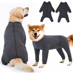 Yeapeeto Dog Onesie Surgery Recovery Suit for Large Bodysuit Dogs Pajamas PJS Full Body for Shedding, Prevent Licking, Wound Protection, Cone Alternative(2XL,Dark Grey)