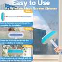 4 in 1 Mesh Screen Cleaner, Multi-Functional Window Screen Cleaning Brush, Pet Hair Removal Tool with Extra Long Handle, Gentle on Furniture, Couch, Carpet, Clothing, Bedding, Window, Mesh Screen