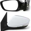 Driver Side Mirror (Left/LH) Compatible with Hyundai Elantra 2011-2013, Power Adjust, Manual-Folding, w/Turn Signal, 5-Pin Connector, White Housing, Replaces 87610-3Y100, HY1320179
