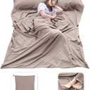 MongByYa Sleeping Bag Liner Lightweight Compact Sleeping Bag Sack Portable Clean Travel Sheet Camping Sleep Sheet for Backpacking Hotel Hiking (Light Khaki, 82.7 X 70.9)