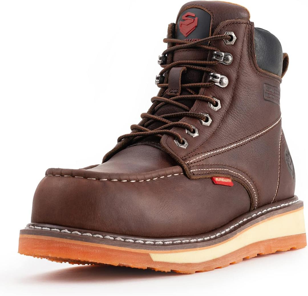 SUREWAY 6 Mens Heavy Duty Steel/Composite/Soft Toe Work Boots for Men,Comfortable & Durable,Goodyear Welt,Full Grain Leather,Oil/Slip Resistant,Wedge Moc Toe Industrial Construction Boots/Shoes (9.5) SUREWAY 6 Mens Heavy Duty Steel/Composite/Soft Toe Work Boots for Men,Comfortable & Durable,Goodyear Welt,Full Grain Leather,Oil/Slip Resistant,Wedge Moc Toe Industrial Construction Boots/Shoes (9.5)