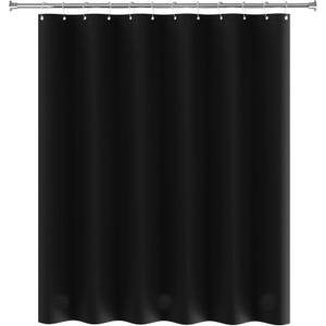 AmazerBath Plastic Shower Curtain Liner, 72 x Inches EVA 8G Heavy Duty Black Waterproof Weighted Thick Bathroom with 3 Clear Weights and 12 Rustproof Grommet Holes
