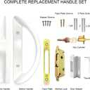ALLYWASAI Patio Sliding Door Handle Set with Mortise Lock, Key Cylinder and Keeper, Replacement Handle Lock Set Fits Door Thickness from 1-1/2" to 1-3/4", 3-15/16" Screw Hole Spacing, Keyed, White