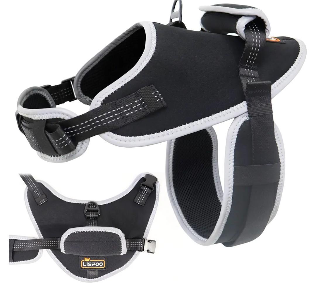 Reflective No Pull Dog Harness for Large Dogs, Easy Control Dog Vest Harness, Breathable Mesh Harness, Comfortable and Adjustable, Metal Ring and Control Handle, Black L