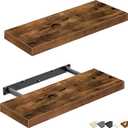 QEEIG Floating Shelves for Wall Bathroom Shelf Bedroom Kitchen Living Room Farmhouse Small Book Shelf 16 inch Set of 2, Brown (015-BN2)