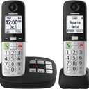 Panasonic Cordless Phone, Easy to Use with Large Display & Big Buttons, Flashing Favorites Key, Flashlight, Call Block, Volume Boost, Talking Caller ID, House Phones, 2 Cordless Handsets  KXTGU432B