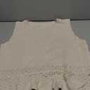 CiCiBird Women Cute Crop Sweaters Vest Knit Sleeveless Pullover Tops Crochet Ruffle Hem Tank Beige S