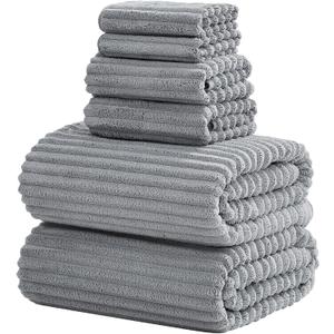 6-Piece Bath Towel Set(30"x60"), 2 Large Bath Towel Sheets, 2 Hand Towels and 2 Washcloths - Highly Absorbent Quick Dry Microfiber,Ultra Soft Towel Set for Bathroom (Grey) (Gray)