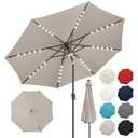 FLAME&SHADE Solar Patio Umbrella with Centre Light, 10 FT Taupe