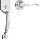 Haidms Brushed Nickel Front Door Handle No Lock, Exterior Door Handleset with Reversible Handle Lever, Keyless Single Cylinder Entry Door Handle with Lower Half Lever for Left and Right Hand Door