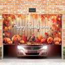 6x13ft Thanksgiving Banner for Garage Door Happy Thanksgiving Turkey Pumpkin Fall Leaves Warm Lights Family Gathering Photo Background Decor Indoor Outdoor Party Decorations