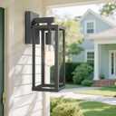 Outdoor Wall Light with Clear Glass, Anti-Rust Exterior Wall Sconce, Weather Resistant Outdoor Lantern, Exterior Lighting for Porch, Patio, Garage, Entryway (Black, 15.5" Height-2 Pack)